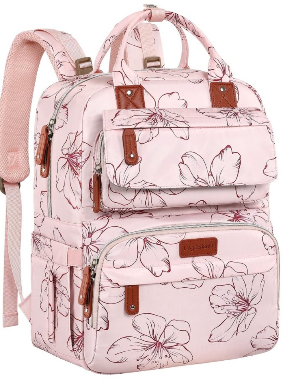 Diaper Bag Backpack, Baby Girl Diaper Bag for Mom, Large Pink Floral Diaper Bag